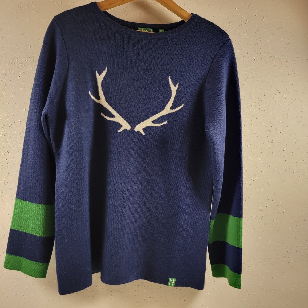 Neve by CK Bradley Sweater Womens Medium Blue Excellent Antler Wool Blend Knit